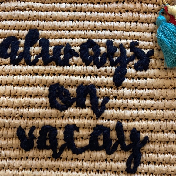 Straw beach bag “always on vacay” - Picture 3 of 8